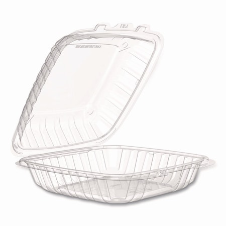 Dart Microwaveable Hinged Containers, ProPlanet Seal, 9 x 8.75 x 3, Clear, Plastic, 150PK 90PPHT1