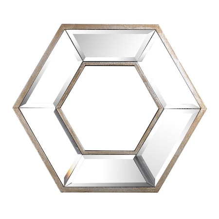 Homeroots 12" Silver Hexagon Wall Mounted Accent Mirror 485001