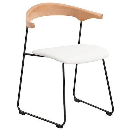 Leisuremod Lyra Collection Modern Chair in Natural Wood back and White Seat LCNW-41W