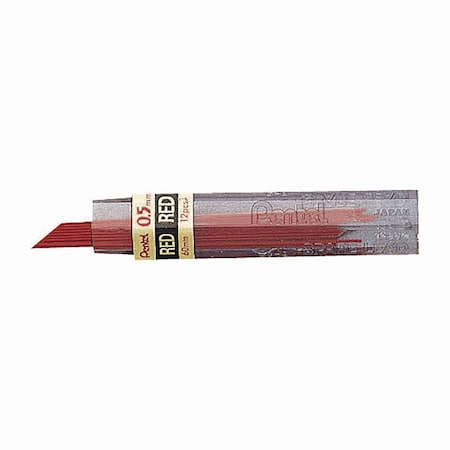Pentel Colored Lead Refill, 0.5 mm, HB, Red, 36PK PPR5BP3-K6