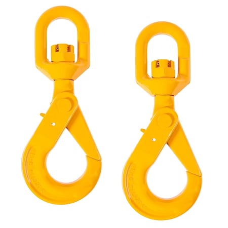 Mytee Products 3/8in Self Locking Swivel Hook Grade 80, WLL 7100 LBS, 2PK SLH38-7100x2