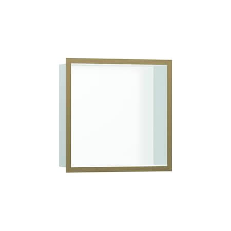 Hansgrohe XtraStoris Individual Wall Niche Matte White with Design Frame 12"x 12"x 4" in Brushed Bronze 56099140