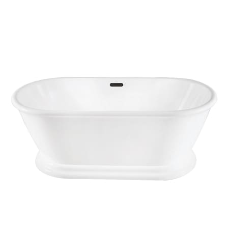 Kingston Brass 66-Inch Acrylic Oval Double Ended Pedestal Tub with Drain, No Faucet Drillings VTDE663124C420