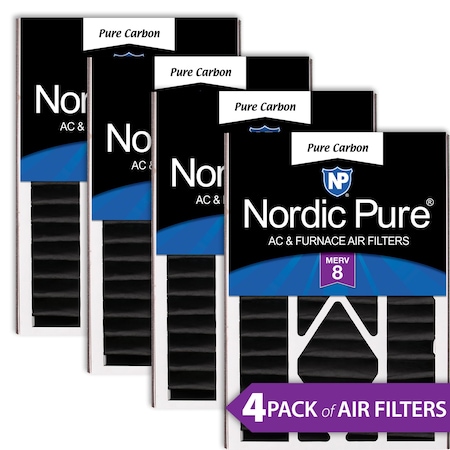 Nordic Pure 16x25x5 Pure Carbon Pleated Air Filter, High Capacity, MERV 8, 4 PK 16x25x5ABPCP-4