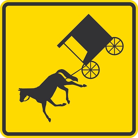 Lyle W11-14, Horse & Buggy Traffic Symbol, 24x24, High Intensity Prismatic, Yellow G-13251-HI_24x24