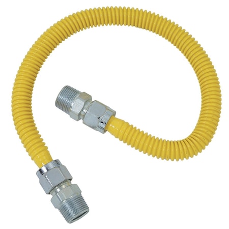 Dormont 5/8'' OD x 36'' Coated Stainless Steel Gas Connector 3/4'' MIP x 1/2'' MIP, Tapped 3/8'' FIP 30C-3141-36B