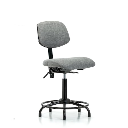 Blue Ridge Ergonomics Chair, Fabric, Med Bench, RT Glides, Gry, No Arms, 22" to 29" Height, Gray BR-FMBCH-RT-T0-A0-RG-F44