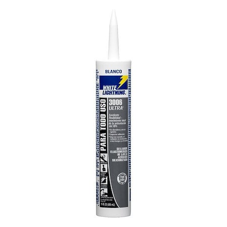 White Lightning Hybrid Sealant, 10 oz, Cartridge, Super White, Hybrid Base, 3006 Ultra W11000010