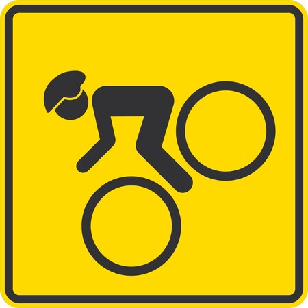 Lyle Bike (With Man Riding Bike Symbol), 24x24, High Intensity Prismatic, Yellow G-13043-HI_24x24
