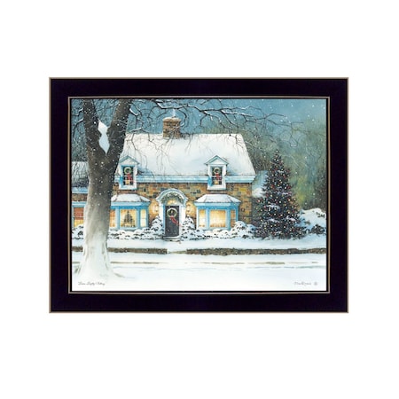 Homeroots Snow Softly Falling 2 Black Framed Print Wall Art 415987