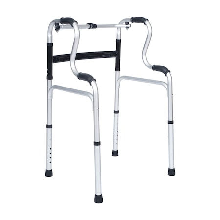 Flash Furniture HERCULES Bi-Level Folding Walker w/Adjustable Height, Interchangeable Wheels/Feet, Dual Frame, Gray DC-HY8150L-GRY-GG