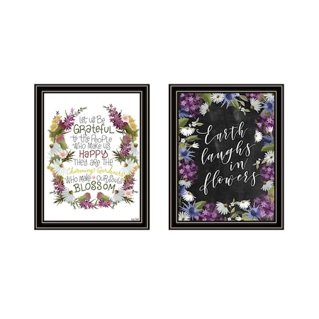 Homeroots Set Of Two Flowers Make Us Laugh Black Framed Print Wall Art, 2PK 408179