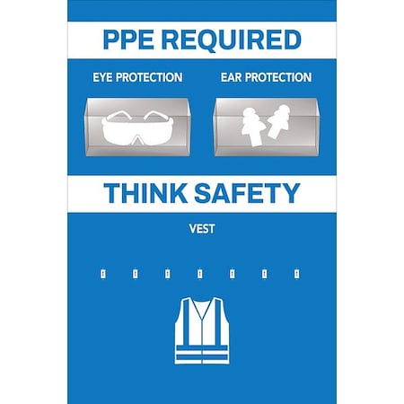 Visual Workplace PPE Shadow Board, Blue, 24 in H 30-1910-3624-P20801