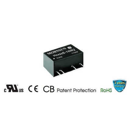Mornsun DC-DC Converter, Single output 1W V, 21.6-26.4V input H2415S-1WR2