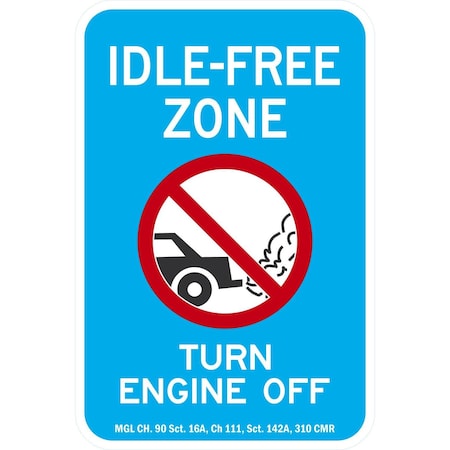 Lyle Idle-Free Zone, Turn Engine Off, MGL CH. 90 Sct. 16A, , 12x18, Diamond Grade, White G-2857-DG_12x18