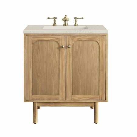 James Martin Vanities Laurent 30" Single Vanity, Light Natural Oak, w/ 3 CM Siberian Silestone Top 545-V30-LNO-3SFR