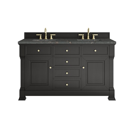 James Martin Vanities Brookfield 60'' D Vanity, Black Onyx w/ Parisien Bleu Silestone Top w/FreePower Wireless Charger 547-V60D-BKO-FPBL