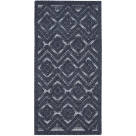 Homeroots 2' X 4' Navy Blue And Ivory Geometric Indoor Outdoor Area Rug 573841
