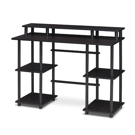 Furinno 17045EX-BK Turn-N-Tube Computer Desk with Top Shelf, Espresso & Black 17045EX/BK