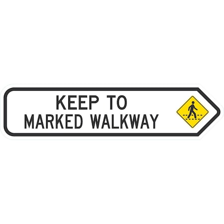 Lyle Keep To Marked Walkway (with Symbol), 24x6, Engineer Grade, White G-14421-EG_24x6