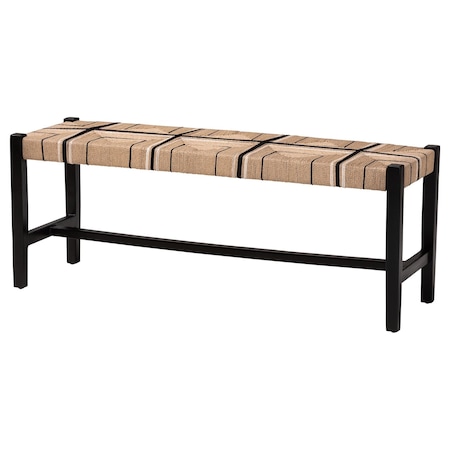 Bali & Pari Prita Paper Loom Bench with Mahogany Wood Frame, Black 264-14459-ZORO