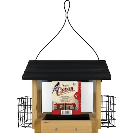 Natures Way 3 Qt. Natural Cedar Hopper Feeder with Suet Cages WWCF28-CP1