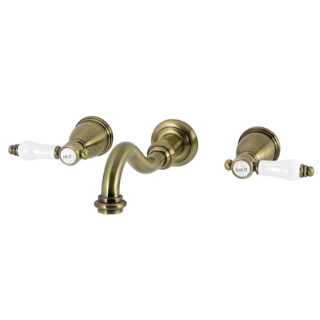 Kingston Brass Double-Handle Wall Mount Bathroom Faucet, Antique Brass KS3123BPL