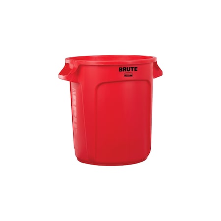 Rubbermaid Commercial Brute(R) 10 gal Round Trash Can, Red, None, Plastic, Not Applicable FG261000RED