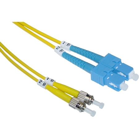 Cable Wholesale SC/UPC to ST/UPC OS2 Duplex 2.0mm Fiber Optic Patch Cord, OFNR, Singlemode 9/125, Yellow, 5 meter SCST-01205