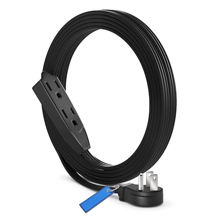 Maximm 10ft Multi-Outlet 3-Prong Angled Flat Plug Extension Cord, UL, Black ADW-45-3310-B