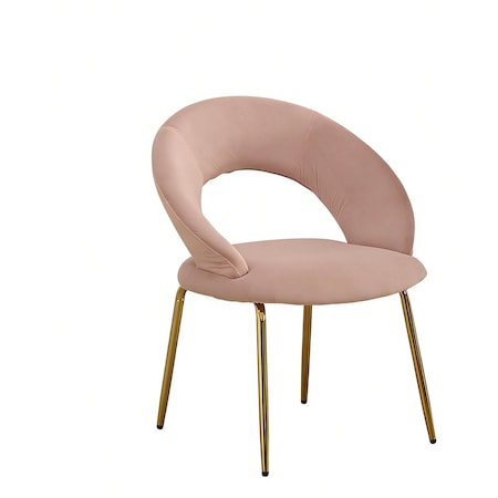 Homeroots Pink and Gold Velvet and Metal Curved Back Dining Side Chair 719660
