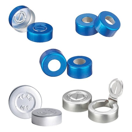 Wheaton Lab Bottle Caps, Blue, 20 mm Dia, PK1000 224193-05