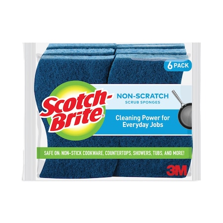 Scotch-Brite Non-Scratch Multi-Purpose Scrub Sponge, 4.4 x 2.6, 0.8in Thick, Blue, 6PK 526-5
