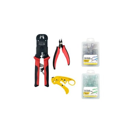 Cable Wholesale Pass Through Cat5e/6 UTP RJ45 Starter Kit, 1ea S45-1501, S45-1601, S45-C101, S45-801, S45-S01YL S45-PTK56U