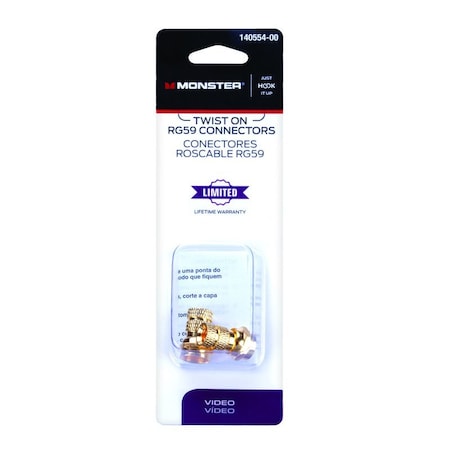 Monster Cable Just Hook It Up Twist-On RG59 Coaxial Connector, 2PK 140554-00