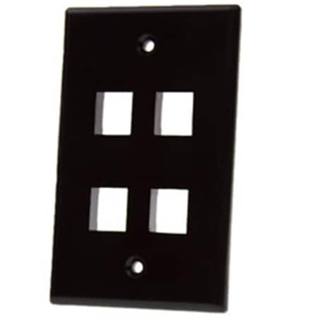 Cable Wholesale CableWholesale 4 Port Single Gang Keystone Wall Plate, Black 3012-02204