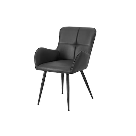Monarch Specialties Dining Chair, 33-in. H, Upholstered, Dining Room, Kitchen, Blue Leather Look, Black Metal, 2PK I 1157