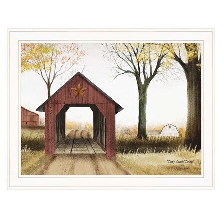Homeroots Buck County Bridge 1 White Framed Print Wall Art 404355