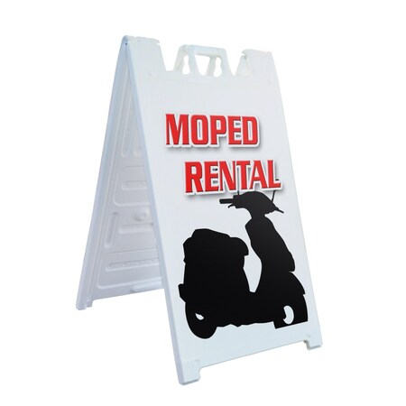 Signmission Moped Rental, A-Frame & 2 Sign Inserts, Heavy-Duty Plastic Frame SBHD-C-2436-Moped Rental