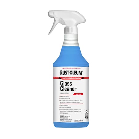 Rust-Oleum Professional Cleaners Liquid Glass Cleaner, 32 oz, Blue, Mild, Trigger Spray Bottle, 6 PK 352245