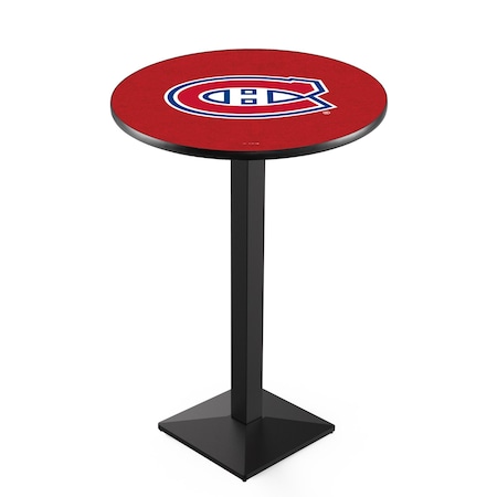 Holland Bar Stool Co 36" Blk Wrinkle Montreal Canadiens Pub Table, 36" dia. Top L217B3636MonCan