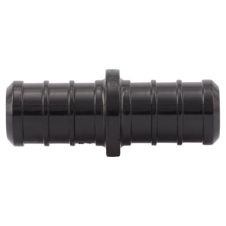 Sharkbite Coupling, 1/2 x 1/2 in, Barb, Polymer, Black, 200 psi Pressure, 5 PK UP008A5