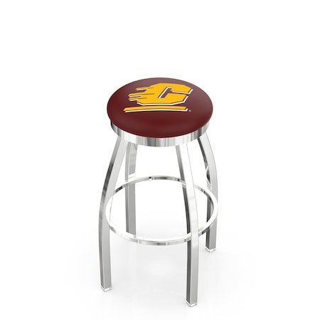 Holland Bar Stool Co 36" Chrome Central Michigan Swivel Bar Stool, Accent Ring L8C2C36CenMic
