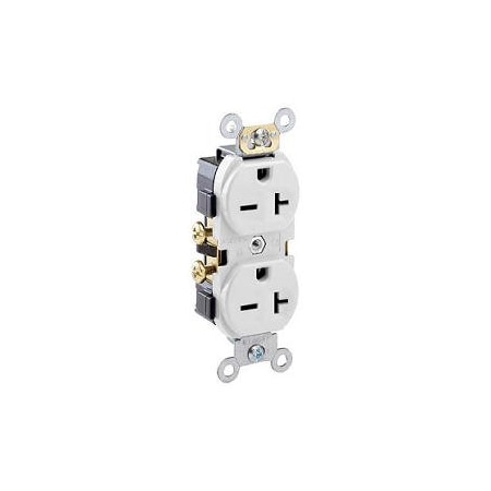 Leviton Duplex Straight Blade Receptacle, 6-20R, 20 A, 250V AC, 2 Pole, 3 Wire, Flush Mount, Grounded 5822-W