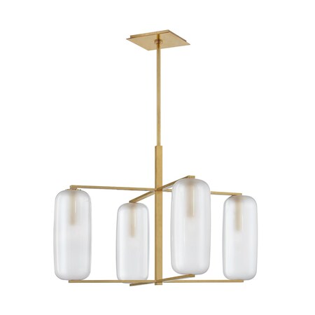 Hudson Valley Lighting Pebble 4 Light Chandelier 33.5 In. Aged Brass 3474-AGB