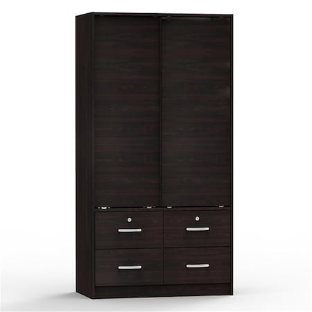 Better Home Sarah Modern Wood Double Sliding Door Armoire, Tobacco W44-TOB