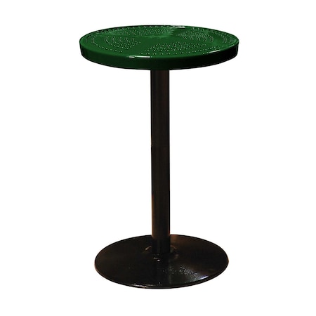 Leisure Craft 24" Round Perforated Pedestal Table, Portable, 40"H, Black Green 24TAB40-BLACK GREEN