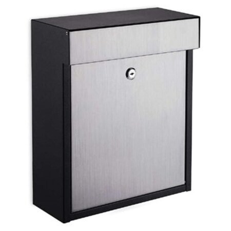 Qualarc Vista Wall Mounted Locking Mailbox with Stainless Steel, Black WF-1515-BST