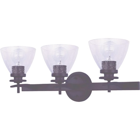 Home Impressions 3-Bulb Oil Rubbed Bronze Vanity Bath Light Fixture Seeded Glass IVL256A03ORB-S
