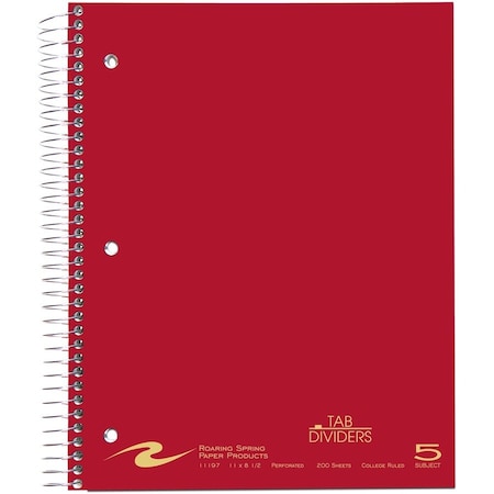 Roaring Spring Paper Products Five Subject Notebook - 200 Sheets Per Book 11197